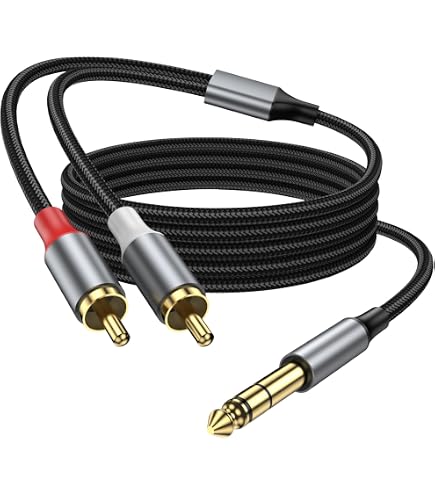 Amazon | オーディオ変換ケーブル RCA/ピンプラグ×2(赤.白) - 6.3mm